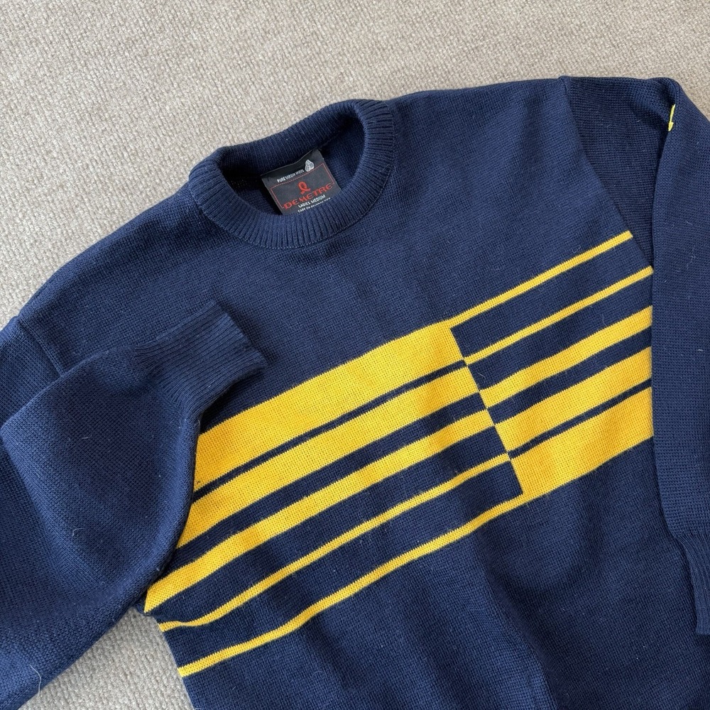 Demetre 100% Wool‎ Yellow/ Navy Ski Sweater Women's Size Medium